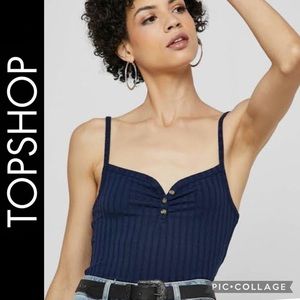 Ribbed Crop Camisole, Navy, Topshop size 6, NWOT